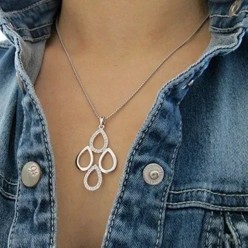 Náhrdelník Velký náhrdelník KAPKY 44mm Swarovski Rhodium