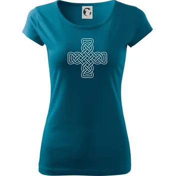Dámské tričko Keltský uzel kříž - Dámské triko Pure - M ( Petrolejová )