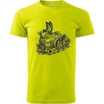 Pánské tričko Foťák kreslený motýl - Klasické pánské triko vyšší gramáže - M ( Limetková )