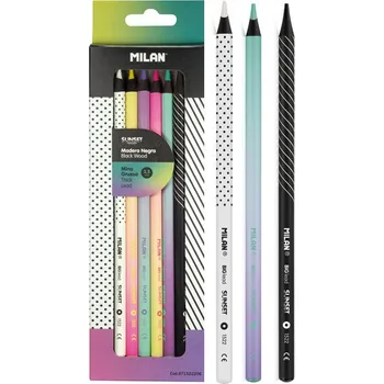 Kresba Milan Milan, 071522206, Sunset, sada pastelek v černém dřevě, 6 ks