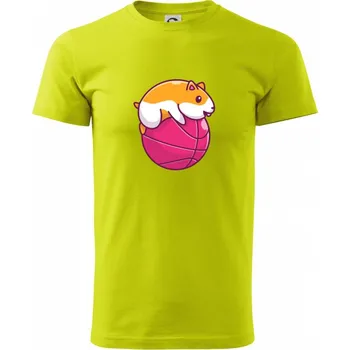 Pánské tričko Křeček basketbalista - Klasické pánské triko vyšší gramáže - 2XL ( Limetková )