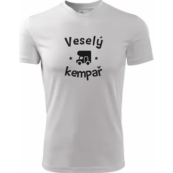 Pánské tričko Veselý kempař - Pánské triko Fantasy sportovní (dresovina) - S ( Bílá )