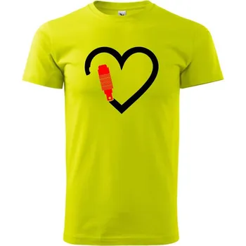 Srdce horolezec - Klasické pánské triko vyšší gramáže - 2XL ( Limetková )