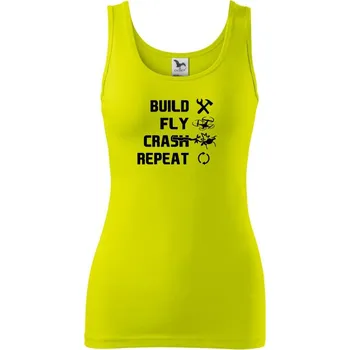 Dámské tričko Dron Build fly crash repeat - Dámské tílko - L ( Limetková )