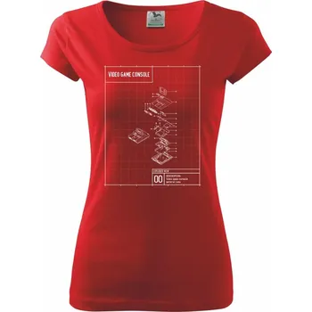 Dámské tričko Nákres TV videohra na kazety - Dámské triko Pure - XS ( Červená )