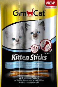 Pamlsek pro kočku GimCat Kitten Sticks krocan/vápník 3 ks