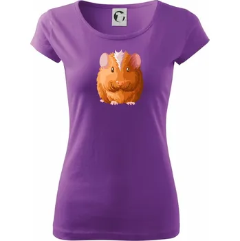 Dámské tričko Morče - kreslené zepředu - Dámské triko Pure - 3XL ( Fialová )