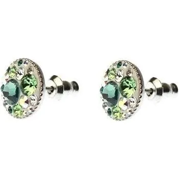 Náušnice Náušnice se Swarovski Elements Rhodium kolečka zelená