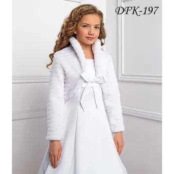 Dívčí šaty Dětský svatební kožešinový kabátek na zavazování DFK-197 Barva: ivory, Vybraná velikost: velikost 158