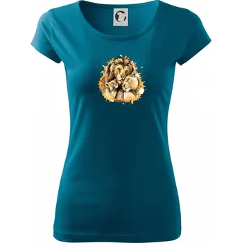 Dámské tričko Lví rodina - Dámské triko Pure - 2XL ( Petrolejová )
