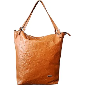 Kabelka Facebag kožená shopper kabelka koňaková květiny 7054/83-129
