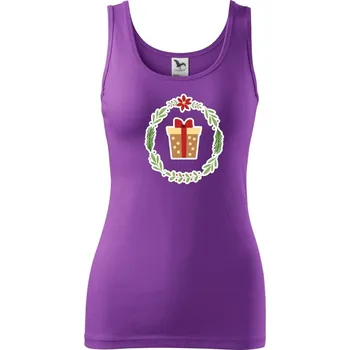 Dámské tričko Vánoční věnec s dárkem - Dámské tílko - XL ( Fialová )