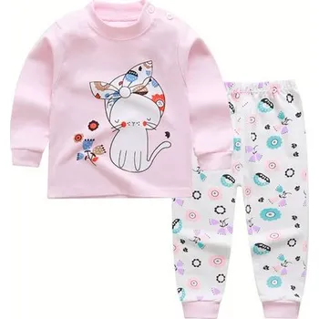 Čína Dívčí bavlněná pyžámka s různými motivy Motiv: kočička s šátkem, Velikost: 120 (5 let)