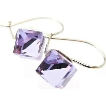 Náušnice Stříbrné náušnice KOSTIČKA Swarovski Violet Stříbro 925/1000