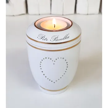 Smuteční dekorace Urna Diamant mini swarovski 12 cm porcelán srdce