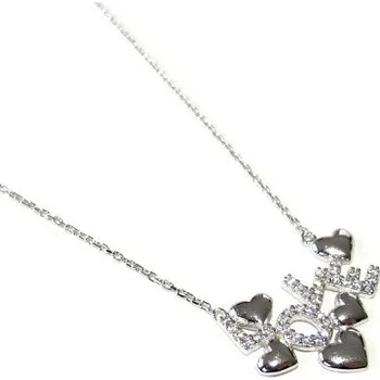 Náhrdelník Stříbrný náhrdelník "LOVE" se zirkony Rhodium 45cm Stříbro 925/1000