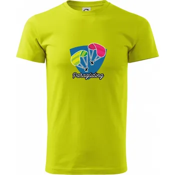 Pánské tričko Paragliding dva padáky - Klasické pánské triko vyšší gramáže - 2XL ( Limetková )