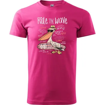 Pánská móda Ride the wave pelikán - Klasické pánské triko vyšší gramáže - S ( Purpurová )