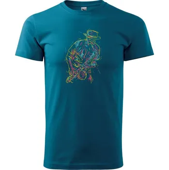 Pánské oblečení Jazz saxofon splash - Klasické pánské triko vyšší gramáže - XS ( Petrolejová )