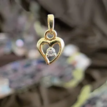 Přívěsek Zlatý přívěšek Srdíčko s čirým zirkonem 14mm 0,45g Zlato 14k(585/1000)