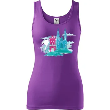 Dámské tričko Praha v mlze - Dámské tílko - XL ( Fialová )