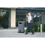 Odpadková nádoba z PE, s pozinkovanou vnitřní nádobou, obj. 120 litrů, šedý korpus, černý podstavec