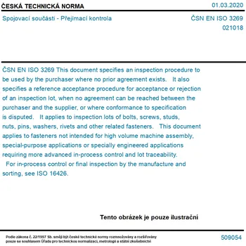 ČSN EN ISO 3269 - Spojovací součásti - Přejímací kontrola - Tisk