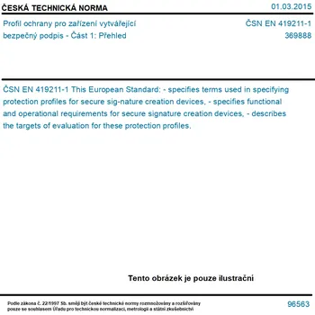 ČSN EN 419211-1 - Profil ochrany pro zařízení vytvářející bezpečný podpis - Část 1: Přehled - Tisk