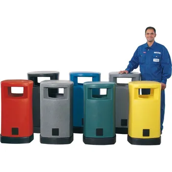 Odpadkový koš Odpadkový koš z PE, s pozinkovanou vnitřní nádobou, zelená s černým podstavcem, 120 l