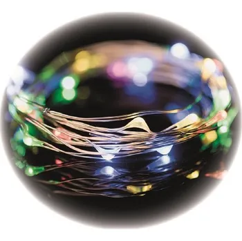 Vánoční dekorace Osvětlení nano stříbrné 1,9m - 20 LED multicolor + časovač 11281