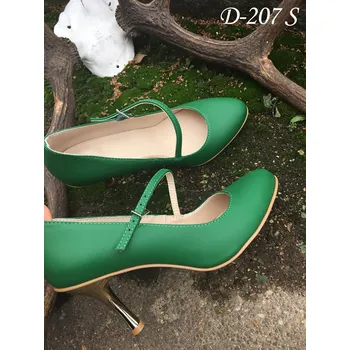 Dámské lodičky Kožené lodičky se stříbrným podpatkem - zelené Velikost obuvi: 42