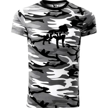 Pánské tričko Stafordširský bullteriér táta obrys - Army CAMOUFLAGE - L ( Šedý maskáč )