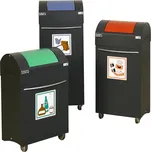 Samozhášecí nádoba na odpad z oceli, 2 kolečka, objem 45 litrů, antracit / šedá