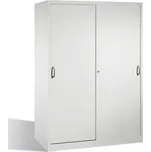 Dílenská skříň typ Cabo, s posuvnými dveřmi, 8 vložných polic, Š 1600, H 600, V 1950 mm, šedá