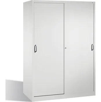 Skříňka na nářadí Dílenská skříň typ Cabo, s posuvnými dveřmi, 8 vložných polic, Š 1600, H 600, V 1950 mm, šedá