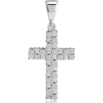Přívěsek Lillian Vassago Zlatý přívěsek z bílého zlata se zirkony Křížek LLV11-GP087W