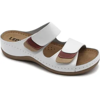 Dámská zdravotní obuv Leon 904 Dámská kožená zdravotní obuv s přezkami na suchý zip - Bílá Velikost: 36