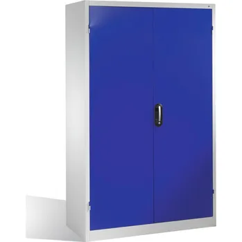 Dílenská skříň typ Cabo, křídlové dveře, 4 police, Š 1200, H 500, V 1950 mm, šedo-modrá