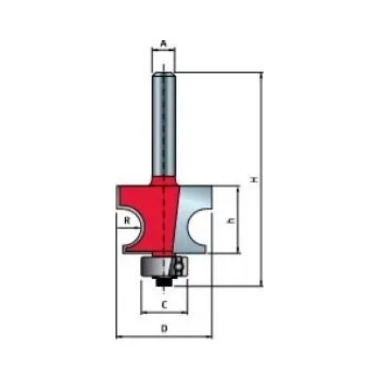 Příslušenství k frézce Fréza rádiusová vydutá půlkruhová s ložiskem R3,2 22,2x14,3x57,1x12,7 8 mm