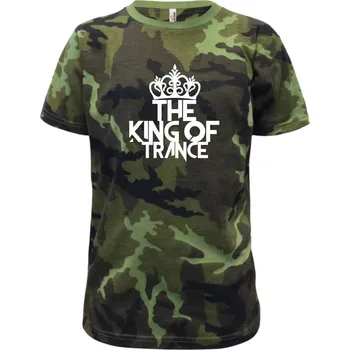 King of Trance - Dětské maskáčové triko - 146 cm/10 let ( Zelený maskáč )