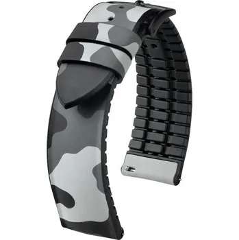 Módní doplněk Kaučukový řemínek Hirsch John L 0925088030-5, maskáčový, přírodní kaučuk, délka L, Quick Release - 22 mm