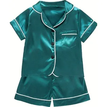 Chlapecké pyžamo Krátká hedvábná (saténová) dětská pyžámka Barva: zelené, Velikost: M/90 (18-24M)