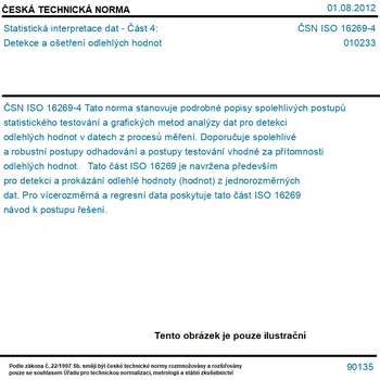 ČSN ISO 16269-4 - Statistická interpretace dat - Část 4: Detekce a ošetření odlehlých hodnot - Tisk
