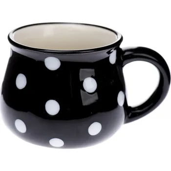 Keramický hrnek černý s bílými puntíky 75ml