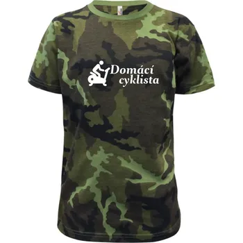 Domácí cyklista - Dětské maskáčové triko - 104-110cm / 3-4 roky ( Zelený maskáč )