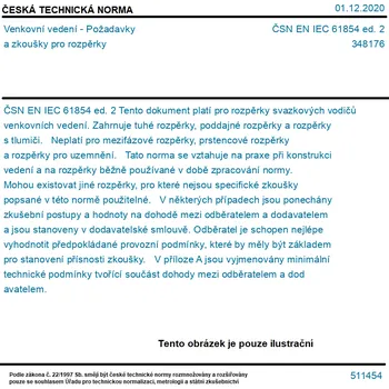 ČSN EN IEC 61854 ed. 2 - Venkovní vedení - Požadavky a zkoušky pro rozpěrky - Tisk