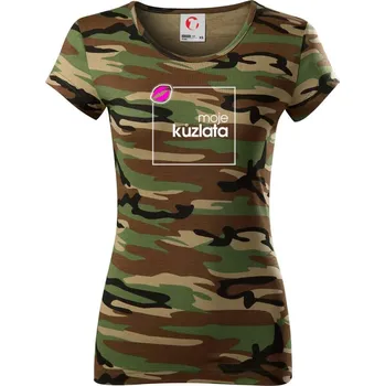 Dámské tričko Moje kůzlata v ohradě - Dámské maskáčové triko - S ( Hnědý maskáč )