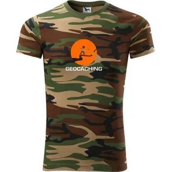 Pánské tričko Geocaching turista - Army CAMOUFLAGE - L ( Hnědý maskáč )