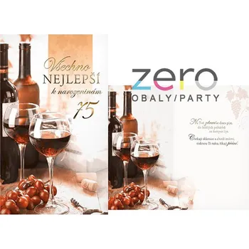 Přání s textem narozeninové 75 + obálka - víno