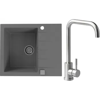Set Alveus (dřez Cadit 10 Beton 81 + baterie Angle Kartáčovaná ocel) SETA22017